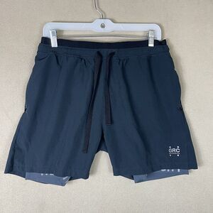 GRC EUC Grand Running Club Shorts Mens Medium Black Athletic Lined 2‎ in 1 Adult
